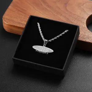 Premium Custom Silver Metal Logo Stainless Steel Corrosion Memorial Pendant Necklaces And Gift Boxes