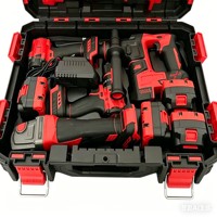 Prêt à expédier - Clé à chocs électrique professionnelle 20V 4 en 1 avec batterie Li-ion, perceuse sans fil, ensemble d'outils électriques, ensemble combiné