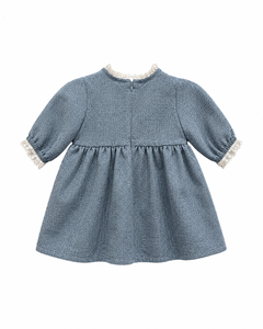 Robe vintage en dentelle à manches bouffantes pour bébé fille avec détail ruban pour séances photo - Product Image 1