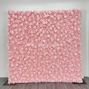 DKB Hot Sell Wholesale Wedding Decoration Silk Artificial Flower Wall With Pink Rose Background