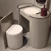Table de maquillage de luxe haut de gamme en bois massif de style italien moderne personnalisée avec miroir pour salon