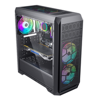 A65 casing gaming komputer Panel depan lampu Strip RGB, EATX Mesh kualitas baik