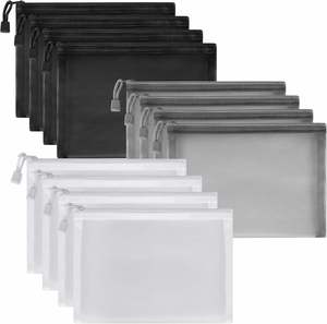 Reusable Nylon Mesh Zipper Pouch Travel Essentials Organizer Lightweight Plastic Zip <b>File</b> <b>Folders</b> with Lanyard Makeup Storage - Product Image 1