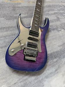 Guitarra Eléctrica Ibz para Zurdos de 7 Cuerdas con Doble Bloqueo de Trémolo, Acabado Degradado Morado, Pastillas HH S HH para Tonos Bajos Profundos - Product Image 3