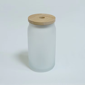 つや消し白昇華ブランク16オンス缶型ビールグラス蓋付き飲料飲料用 - Product Image 2