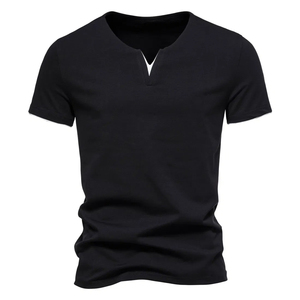 Camiseta de manga corta de algodón de buena calidad para hombre de verano, camiseta de gran tamaño con cuello en V, venta al por mayor - Product Image 1