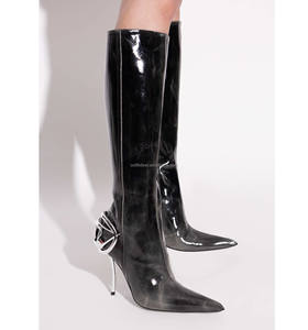 Botas de cuero de becerro unisex con cremallera lateral, punta redonda, de cuero genuino, talla estándar, con caja, estilo <span class=keywords><strong>Derby</strong></span>, con cordones y tacón de martillo. - Product Image 6