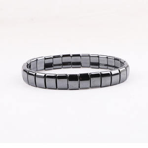 Nuevo Diseño de Pulsera Elástica Ancha y Pesada de Hematita de Piedra Natural para Hombre JBS12892 - Product Image 5