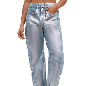 <span class=keywords><strong>Jeans</strong></span> da Donna <span class=keywords><strong>a</strong></span> Gamba Larga in Cotone, <span class=keywords><strong>Vita</strong></span> <span class=keywords><strong>Bassa</strong></span>, Stile Vintage con Patchwork, Pantaloni Casual - Product Image 1