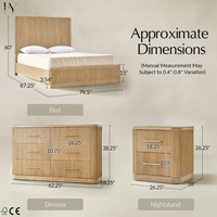 Lit plateforme moderne minimaliste à rainures, en chêne massif, fait main, très grand, ensemble de meubles de chambre en bois massif