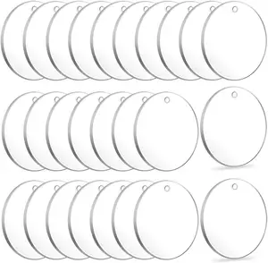 Benutzer definierte DIY Rohlinge 50 Stück Klare Schlüssel anhänger Transparente Kreis scheiben Acryl Rohlinge Schlüssel bund Bulk