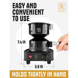 Brûleur à charbon électrique haut de gamme M. Rosenfeld avec protection contre la surchauffe, finition givrée, design moderne, structure métallique, pour chicha - Product Image 4