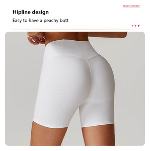 Abbigliamento sportivo da palestra all'ingrosso Joyyoung a vita alta per il dimagrimento di elementi essenziali per il Fitness Yoga linea di <span class=keywords><strong>pantaloncini</strong></span> per le donne - Product Image 6