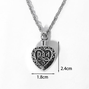 New Stainless Steel <strong>Dad</strong> in Heart Urns Pendants Necklaces Cremation Urn Jewelry Memorial <strong>Keepsake</strong> Openable Put in <strong>Ashes</strong> Jewelry - Product Image 2
