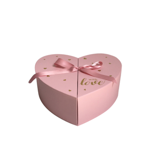 Emballage de cadeau de mariage et d'anniversaire en papier couché en forme de coeur portable haut de gamme boîte-cadeau d'anniversaire coeur de pêche - Product Image 2