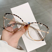 95972 Nouvelles lunettes anti-lumière bleue à monture sourcil, design œil-de-chat tendance, accents bicolores, collection Printemps 2025, monture intégrale