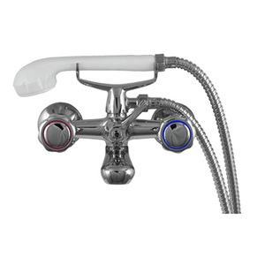 Clásico Grifo Mezclador de Bañera Artos con Ducha de Mano, Grifería de Pie en Bronce, Patrón de Rociado Suave, Acabado Pulido y Cepillado, Set de Baño - Product Image 1