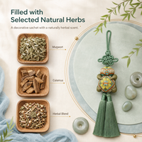 Pendentif de sac en brocart fait main pour femme, avec nœud, double frange et breloque porte-bonheur aromatique aux herbes – Offre Spéciale
