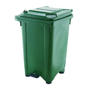 Pedal plastik menolak tempat sampah disesuaikan Logo penyimpanan dapur tempat sampah makanan dapur untuk daur ulang rumput hijau luar ruangan 60L