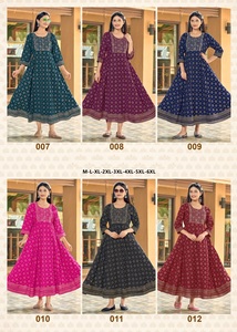 Nueva colección Estampado de rayón con bordado de secuencia Vestido Kurtis para fiesta de boda y uso al aire libre - Product Image 6