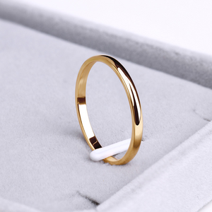 Anneaux de mariage assortis pour couples en acier inoxydable doré pour hommes et femmes #   Bague en or personnalisée, <span class=keywords><strong>disque</strong></span> simple, bagues simples - Product Image 2