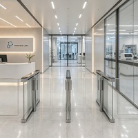 Porte coulissante en verre pleine hauteur JSD-S12, tourniquet à lecteur de carte, contrôle d'accès, acier inoxydable 304, bidirectionnel