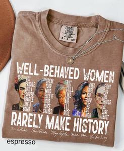 T-shirt da donna con icone femministe, manica corta, girocollo, 100% cotone, stampa casual, per tutte le stagioni, Espresso - Product Image 1