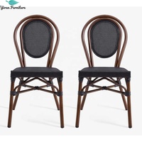 Chaises de bistrot modernes empilables en aluminium avec dossier en maille et rotin pour café, hôtel et espaces extérieurs – Vente en gros