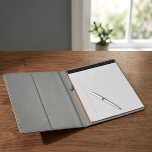 Custom Text Personalized High Quality Durable Gray PU Leather Business Portfolio Organizer Leather Padfolio Presentation <b>Folder</b> - Product Image 3