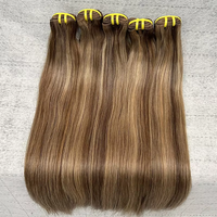 Extensions de Cheveux Humains Lisses Naturels, Couleur Ombrée P427 Blond Miel, 100% Cheveux Humains Vietnamiens Vierges Non Traités