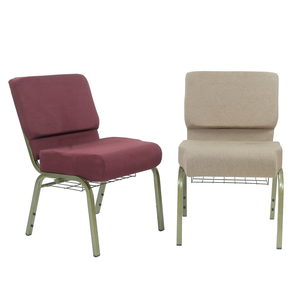 Silla de Iglesia Apilable con Patas Metálicas y Cojín Suave en Tela Azul Marino, Precio al por Mayor - Product Image 1