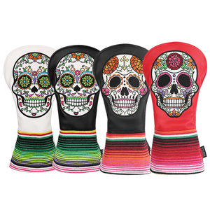 Thả vận chuyển bán buôn Tùy chỉnh cao cấp Da đường xương sọ Câu Lạc Bộ Golf headcover lái xe bao gồm - Product Image 1