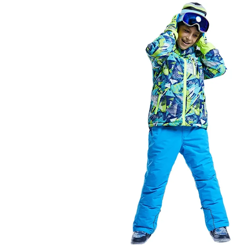 ชุดสกีสำหรับเด็กผู้ชาย,แจ็คเก็ตสโนว์บอร์ดปีนเขาหนาให้ความอบอุ่นสำหรับเด็กวัยรุ่นเล่นสกีกันลมกันน้ำ