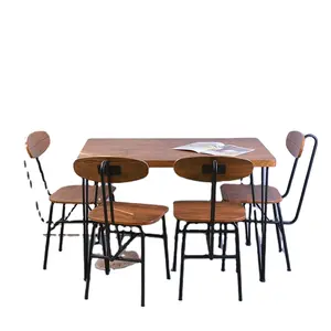 Juegos de mesa de cocina, mesa de comedor compacta, diseño de cuatro sillas, color negro