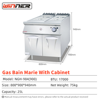 Machine à cuire les pâtes en acier inoxydable de qualité commerciale, bain-marie au gaz avec armoire