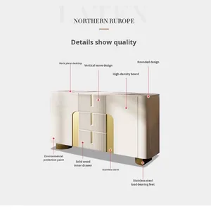 Lume di lusso moderno High-End in <span class=keywords><strong>oro</strong></span> <span class=keywords><strong>bianco</strong></span> pannello di legno pannello superiore in marmo di stoccaggio per soggiorno o ingresso - Product Image 5