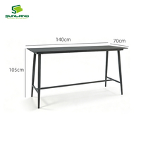 Table de bar extérieure contemporaine avec plateau HPL, structure en aluminium, pieds amovibles, résistante à l'eau, pour café, restaurant, terrasse, appartement, hôtel