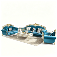 Canapé en tissu incrusté de coquillages de style palais antique français, ensemble de table basse en bois massif de chêne européen sculpté, meubles de salon