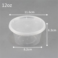 Gobelet en plastique transparent écologique avec couvercle à compartiment pour sauce anti-fuite, en PP, style à paroi simple