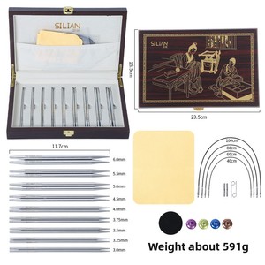 Boîte en bois argentée pour aiguilles à tricoter circulaires et crochets détachables en oxyde d'aluminium – Vente en gros - Product Image 4