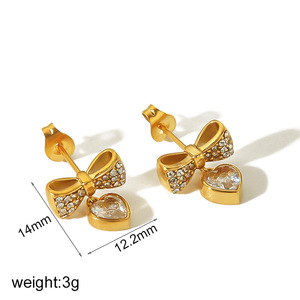 Ensemble collier et boucles d'oreilles nœud papillon doré, plaqué or 18 carats, pendentif perle, bijoux de fête, accessoires de mode pour femmes - Product Image 3