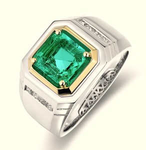 ANSTER <strong>Silver</strong> S925/18k/pt950 Lab Grown <strong>Emerald</strong> Lab Created <strong>Emerald</strong> Gift Custom Jewelry Men <strong>Ring</strong> - Product Image 1
