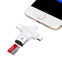 Adaptador OTG 3,0 de alta velocidad Lector de tarjetas de memoria de cámara de teléfono móvil Cuatro en Uno con interfaz USB Compatible con tarjetas TF y SD