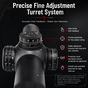 Mira Telescópica TYPHON PA 1-6X24 FFP LPVO |   Mira Telescópica Táctica para Caza en Exteriores con Cristal ED de Baja Distorsión, Resistente al Agua y a los Impactos - Product Image 3