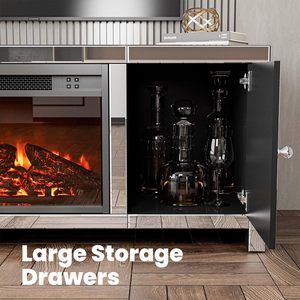 Nội thất gia đình, bàn trung tâm giải trí phòng khách, bàn điều khiển đa phương tiện, trang trí kim cương, lò sưởi điện, giá đỡ tivi - Product Image 5