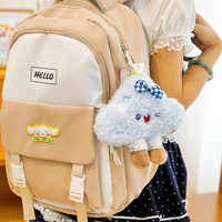 En gros Porte-clés en peluche nuage moelleux Kawaii, mini pendentif rose doux et mignon, motif chaussures en dentelle, breloque de sac personnalisable avec logo pour filles, cadeau