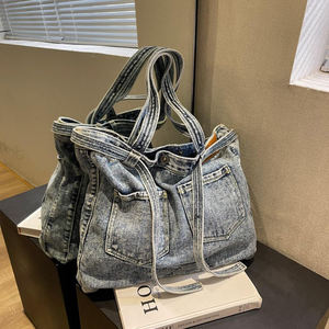 Bolso bandolera vaquero de gran capacidad para mujer, bolso de mano Vintage informal a la moda, bolso <span class=keywords><strong>Hobo</strong></span> - Product Image 3