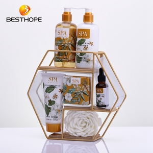 OEM Home Spa Körperpflege Geschenkset für Frauen <span class=keywords><strong>Beauty</strong></span> Cleansing Scrub Gel aus Baumwoll material Korb Dusch gel Perfekte Bad Geschenks ets - Product Image 4