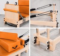 Reformer Pilates pliable en bois d’érable avec pieds réglables Machine de fitness professionnelle pour studio et maison