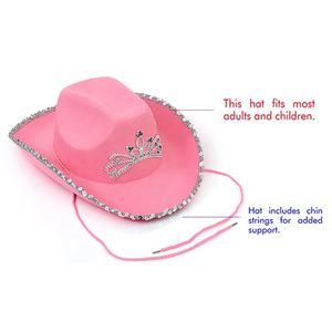 Cappello da Cowboy a Led con stampa di mucca rosa per festa di carnevale di qualità illuminata al Neon Party Light Up Rave Festival cina <span class=keywords><strong>Promo</strong></span> cappello da Cowboy con corona - Product Image 5